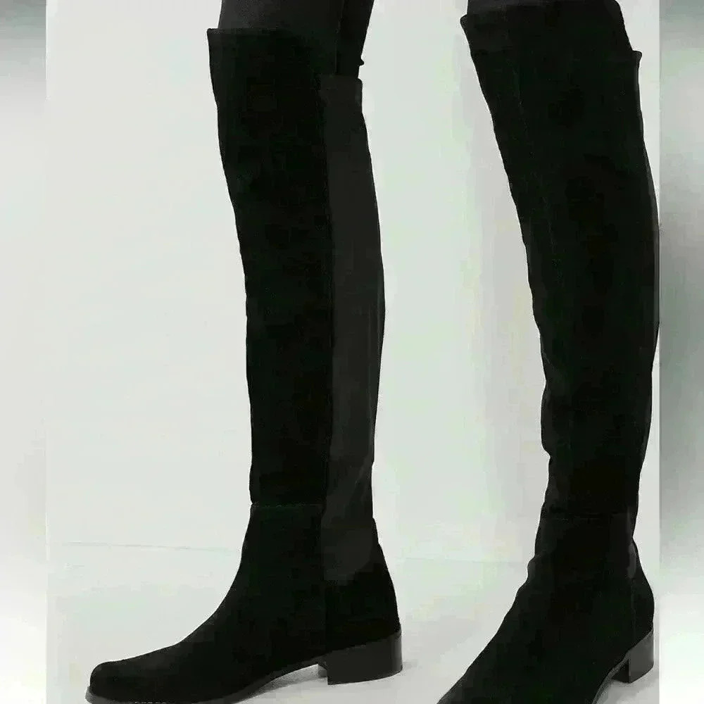 Blonde Velma Waterproof Suede Over-the-Knee Boots - Picture 3 of 12